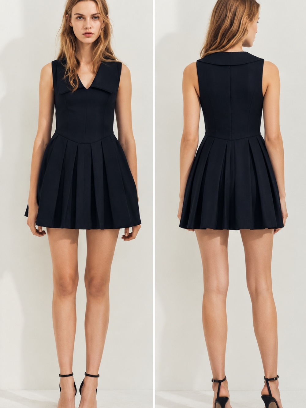 Zara NWT short dress with peter pan collar navy 2124/550